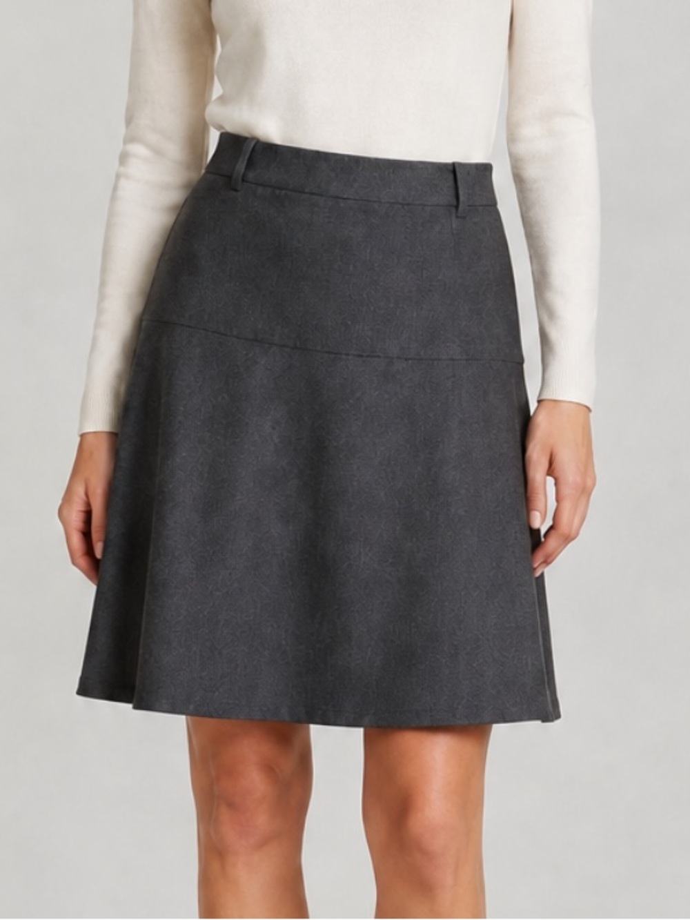 Theory Lily A-Line Wool Skirt in Charcoal Grey